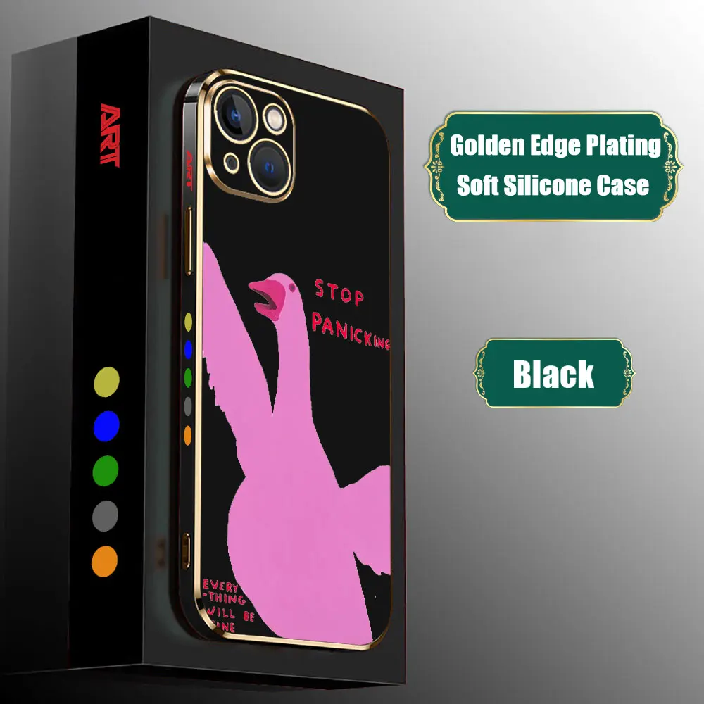 D-davids-shrigley Funda de arte Visual para iPhone 15 14 Pro Max 13 12 Mini 11 7 8 Pro XSMax XR SE, Funda de teléfono chapada de lujo - imagen 3