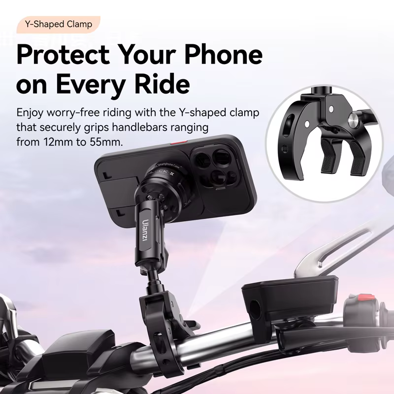 Ulanzi-Abrazadera para manillar de motocicleta, soporte de teléfono de liberación rápida para iPhone 15 Pro Max, O-LOCK II - imagen 5