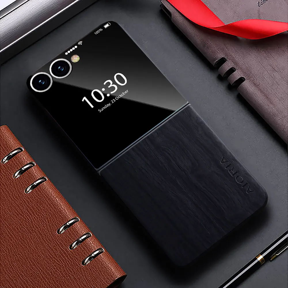 Funda para Samsung Galaxy Z Flip 7 6 5 4 3 5G funda de cuero con patrón de madera de bambú para galaxy z flip7 flip6 flip3 flip5 - imagen 3