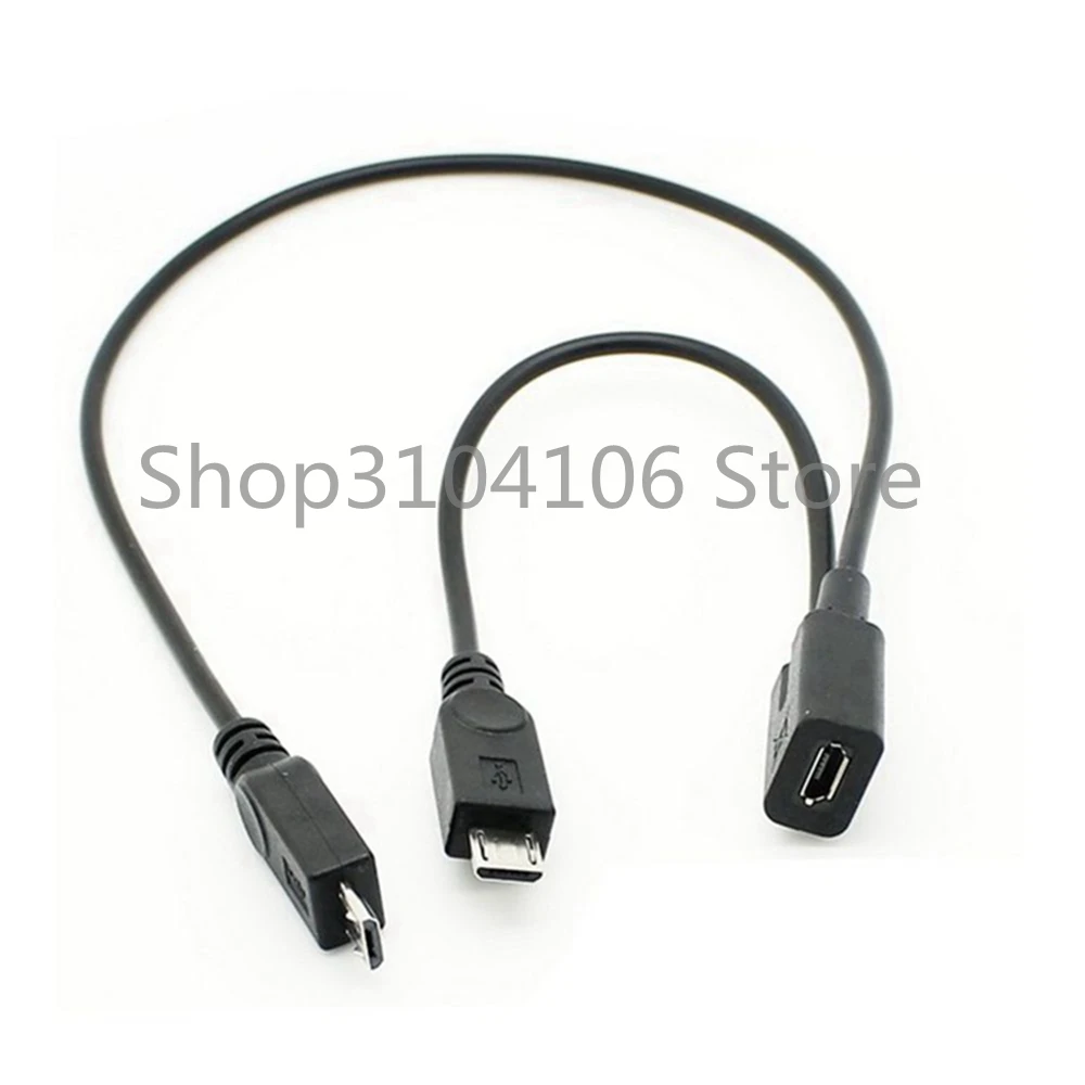 USB 2,0 AT Micro Splitter Y 1 hembra a 2 macho Cable de carga de datos Cable de extensión para teléfono cable de datos de sincronización de alta calidad 1 Uds