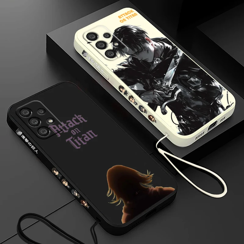 Funda de teléfono Attack On Titan para Samsung, A55, A53, A33, A52, A32, A71, A51, A21S, A35, A25, 5G, cuerda líquida izquierda - imagen 4