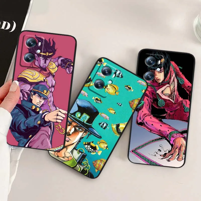 J-JoJo Bizarres A-Adventure para OPPO Reno 7 A96 A40 A58 5 6 Realme GT A74 A78 Neo2 A74 A78 Find X5 X3 X7 X8 funda de teléfono negra - imagen 2