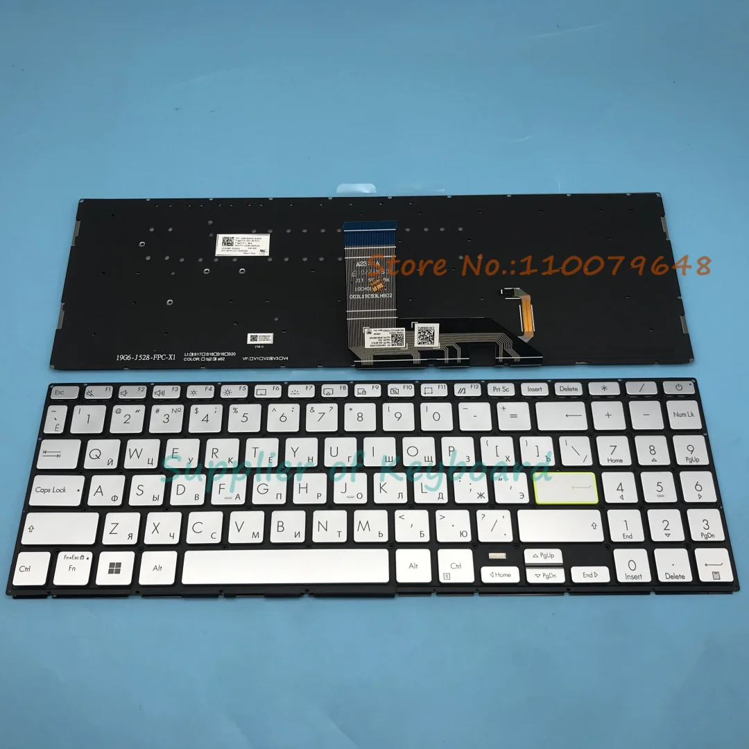 Nuevo teclado latino español/Azerty francés/inglés/ruso para portátil Asus Vivobook M513 M513I M513U M513IA M513UA retroiluminado plateado - imagen 2
