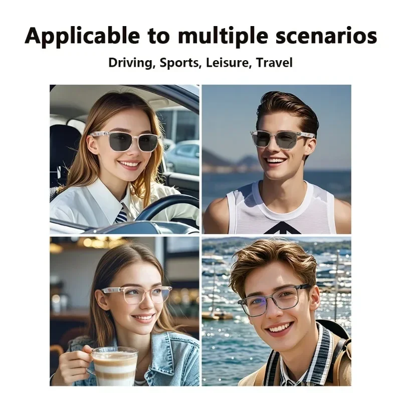 Gafas de Audio deportivas inteligentes con Bluetooth, inalámbricas, llamadas, reproducción de música, auriculares, antiluz azul, protección UV, gafas de sol para hombres y mujeres - imagen 4