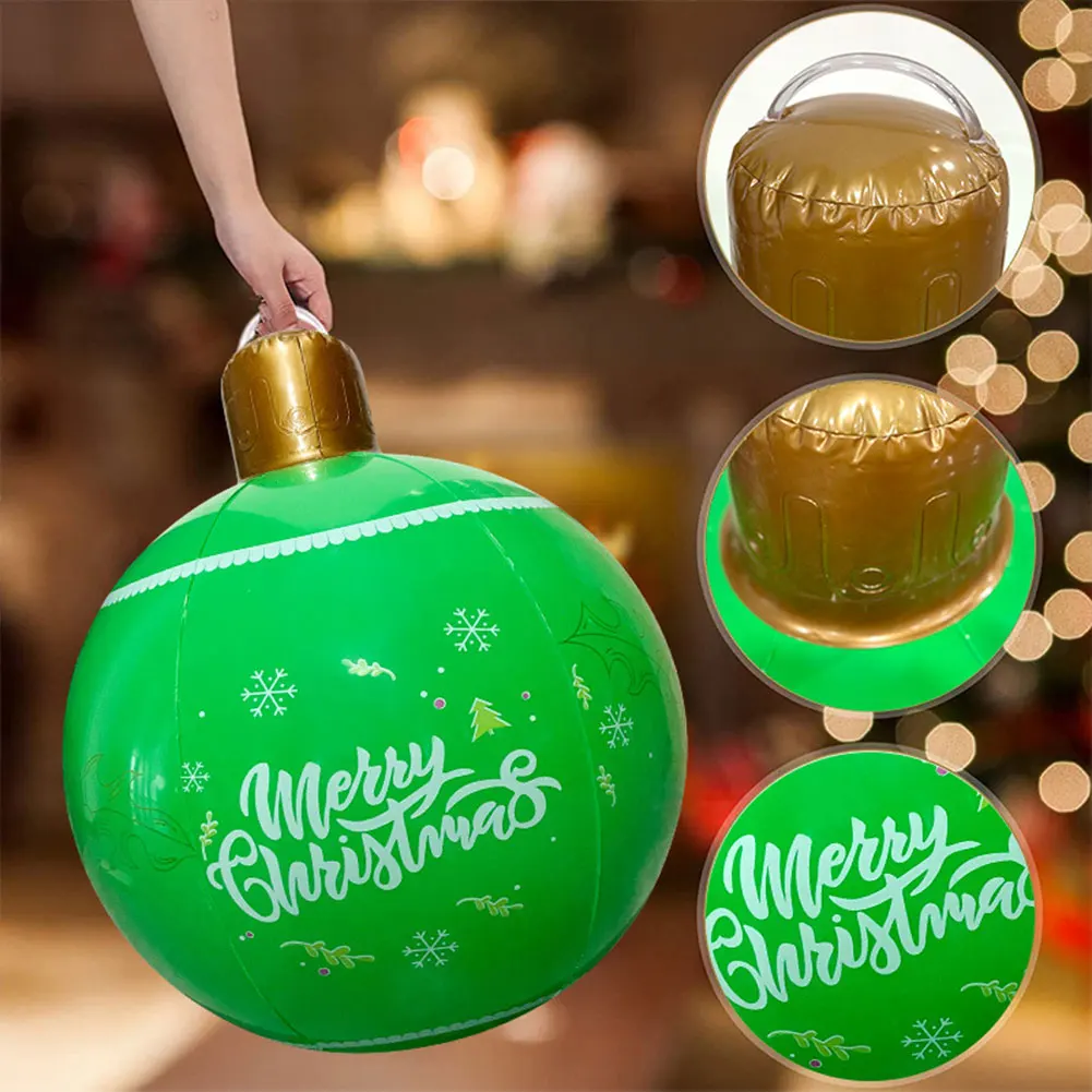 Bola de Navidad inflable de PVC de 24 pulgadas, decoraciones navideñas para exteriores, adornos navideños de Año Nuevo, decoración para patio de vacaciones, césped y porche - imagen 4