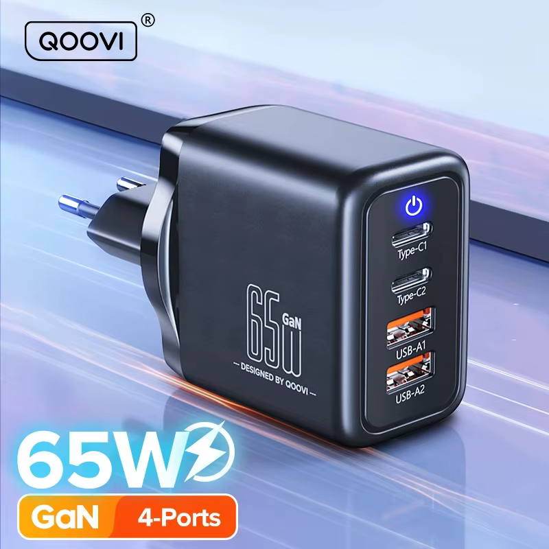 QOOVI GaN 65W USB-C PD Carga Rápida para MacBook y iPhone 14