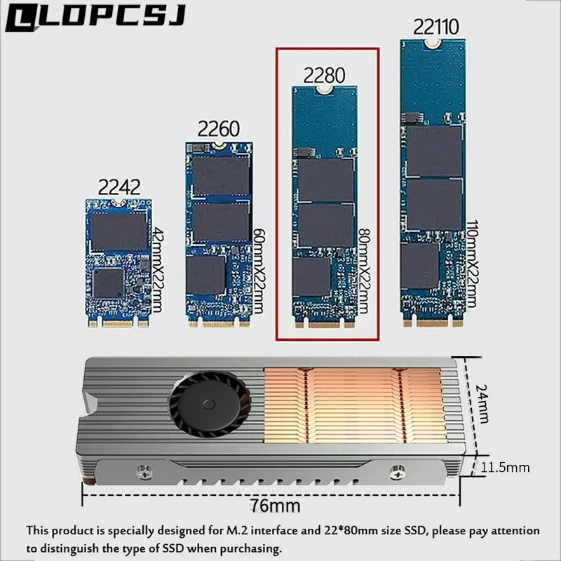 TEUCER M.2 NVME SSD Cooler Construído en Ventilador de Alta Velocidad Disco Duro Radiador Chaleco de Refrigeración 2280 SSD Disipador de Calor - imagen 3