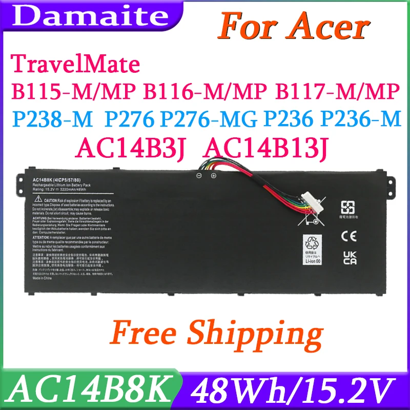 AC14B8K AC14B3K batería del ordenador portátil para acer aspire CB3-111 CB5-311 ES1-511 ES1-512 ES1-520 S1-521 ES1-531ES1-731 E5-771G V3-371