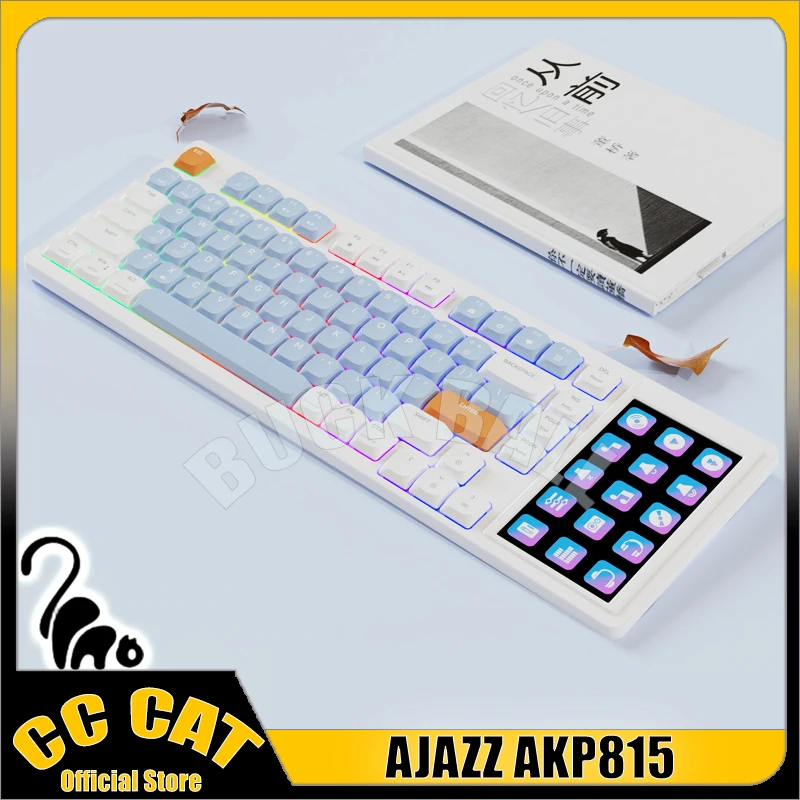 Teclado mecánico Ajazz AKP815 con pantalla LCD de 4,95 pulgadas, teclado con cable retroiluminado RGB de 81 teclas, teclado personalizado para regalo Win/Mac/iOS