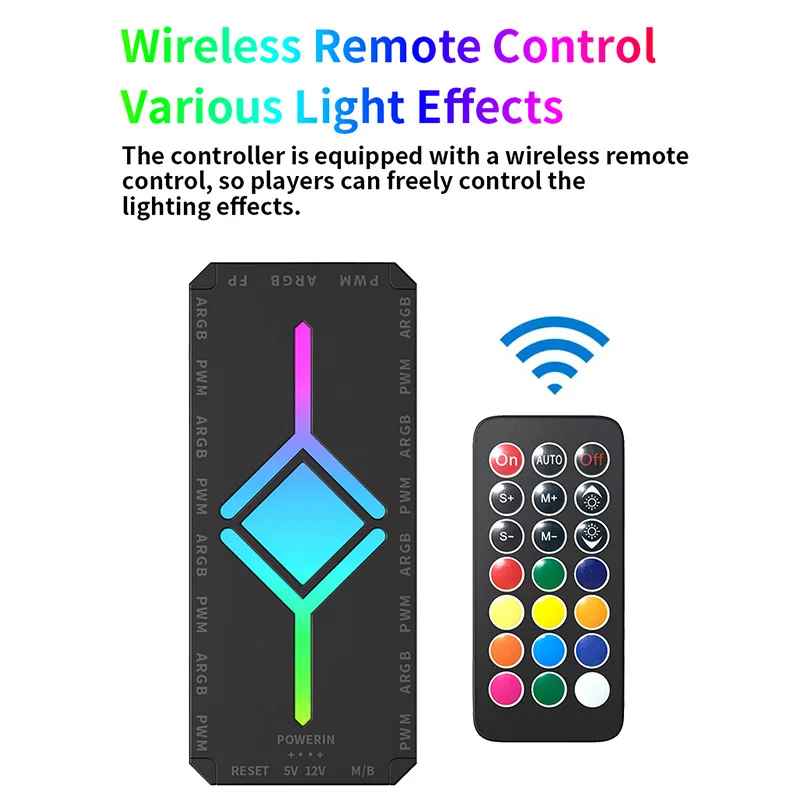 Controlador de ventilador de chasis Coolcirc ARGB, divisor de 1 a 9 puertos, concentrador de ventilador de refrigeración ARGB y PWM alimentado por SATA con Control remoto para carcasa de PC - imagen 3