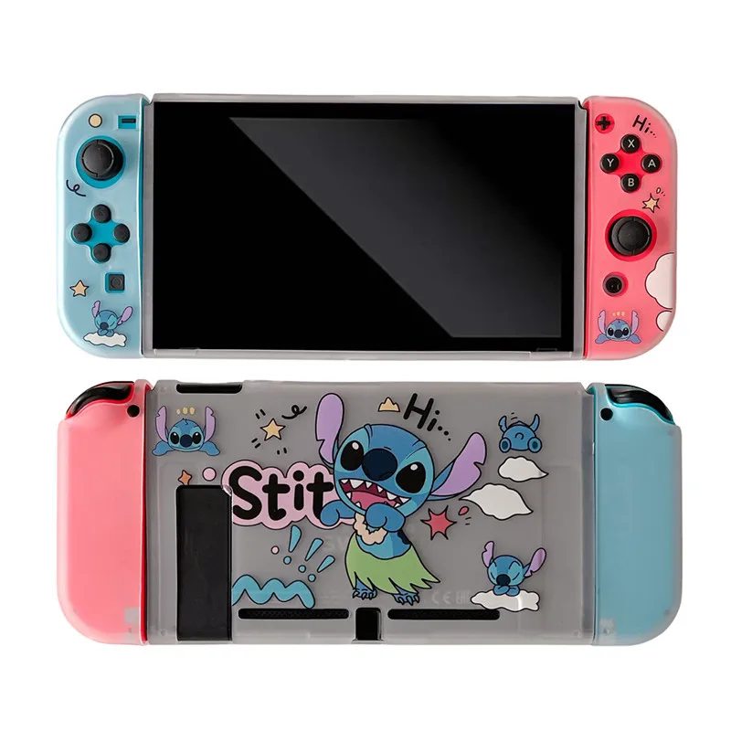 Falda de hierba Stitch para Nintendo OLED, funda suave de silicona desmontable para consola de juegos portátil NS, funda protectora, accesorios para juegos