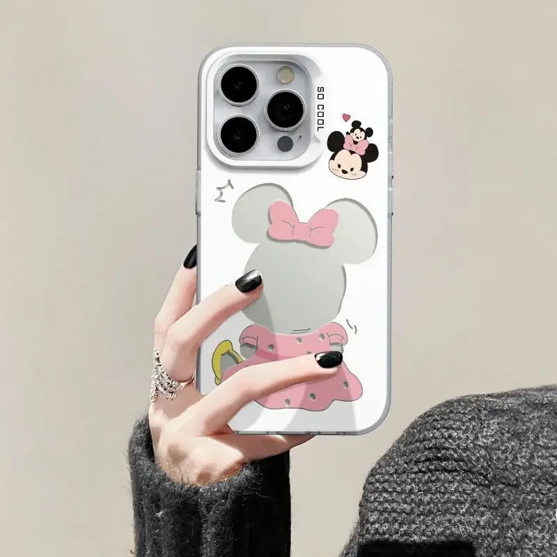Funda de teléfono de dibujos animados de Mickey Minnie para Iphone 16 16e 11 12 13 14 15 Pro Max Mini 16 Plus 7 8 SE 2022 encantadora cubierta trasera Y2K - imagen 4
