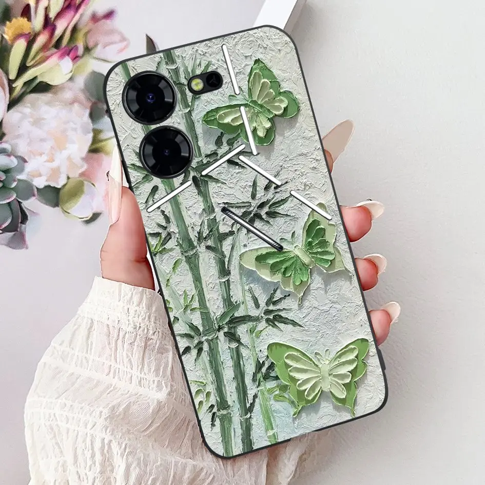 Funda de silicona para Tecno Pova 5 Pro 5G LH8n Funda Popular flor mariposa suave negro TPU Funda para Tecno Pova 5 Pova5 LH7n Coque - imagen 3