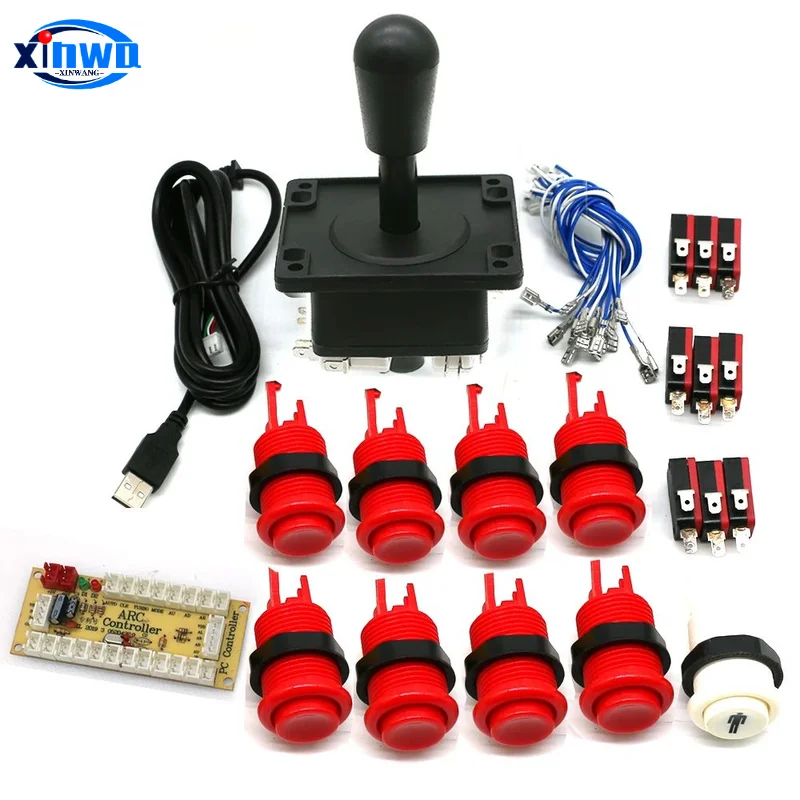 Kit de juego Arcade Zero Delay, controlador de placa USB para Pc, Raspberry Pi, Joystick de estilo americano, botón pulsador Happ, pieza de reproductor - imagen 3