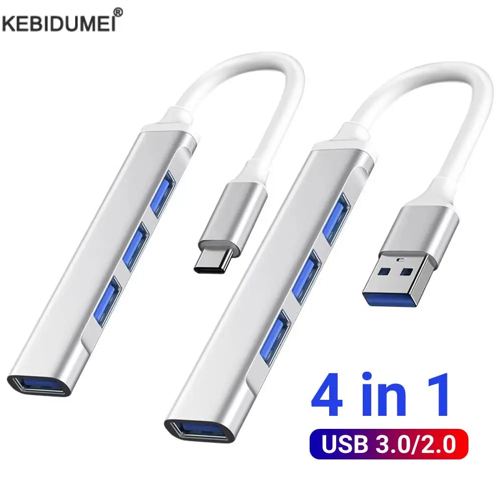 Adaptador multidivisor USB 3,0 HUB tipo C de 4 puertos 5Gbps para accesorios de ordenador PC HUB multipuerto 4 puertos USB 3,0 2,0