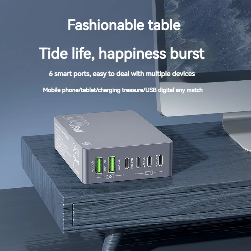 Cargador Universal USB PD de 220W para ordenador portátil, estación de carga de escritorio rápida USB tipo C QC3.0 para teléfono inteligente, tableta, Macbook Air Pro, 100W - imagen 5