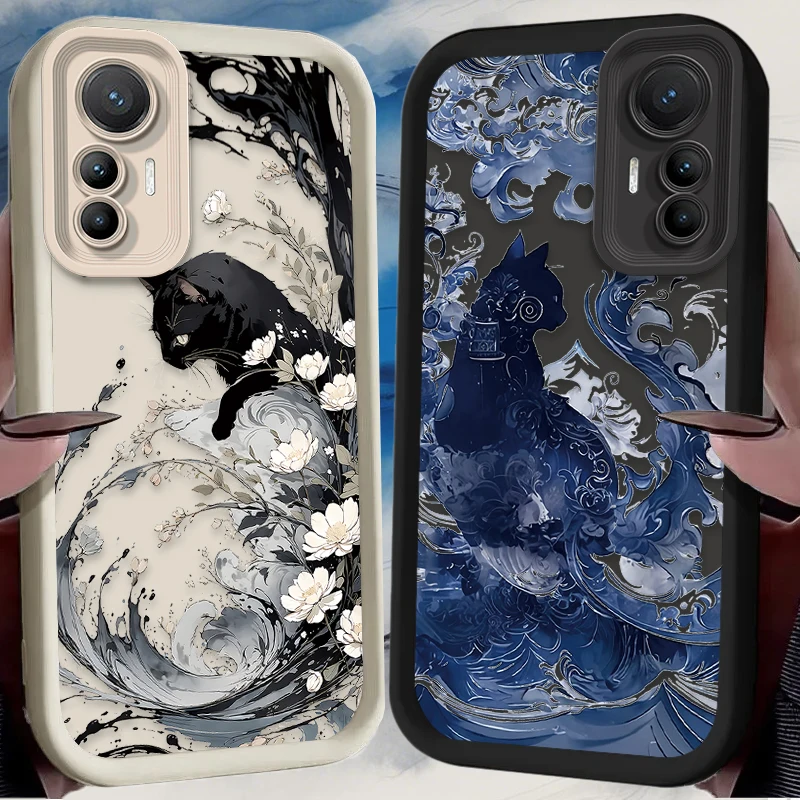 Funda blanda para Xiaomi Poco C65 X7 X6 F6 F5 X5 X3 NFC F3 M6 Pro 4G Mi 13 12 11 Lite 5G 14 13T 12T 11T 14T Pro Art Splash-ink Cat