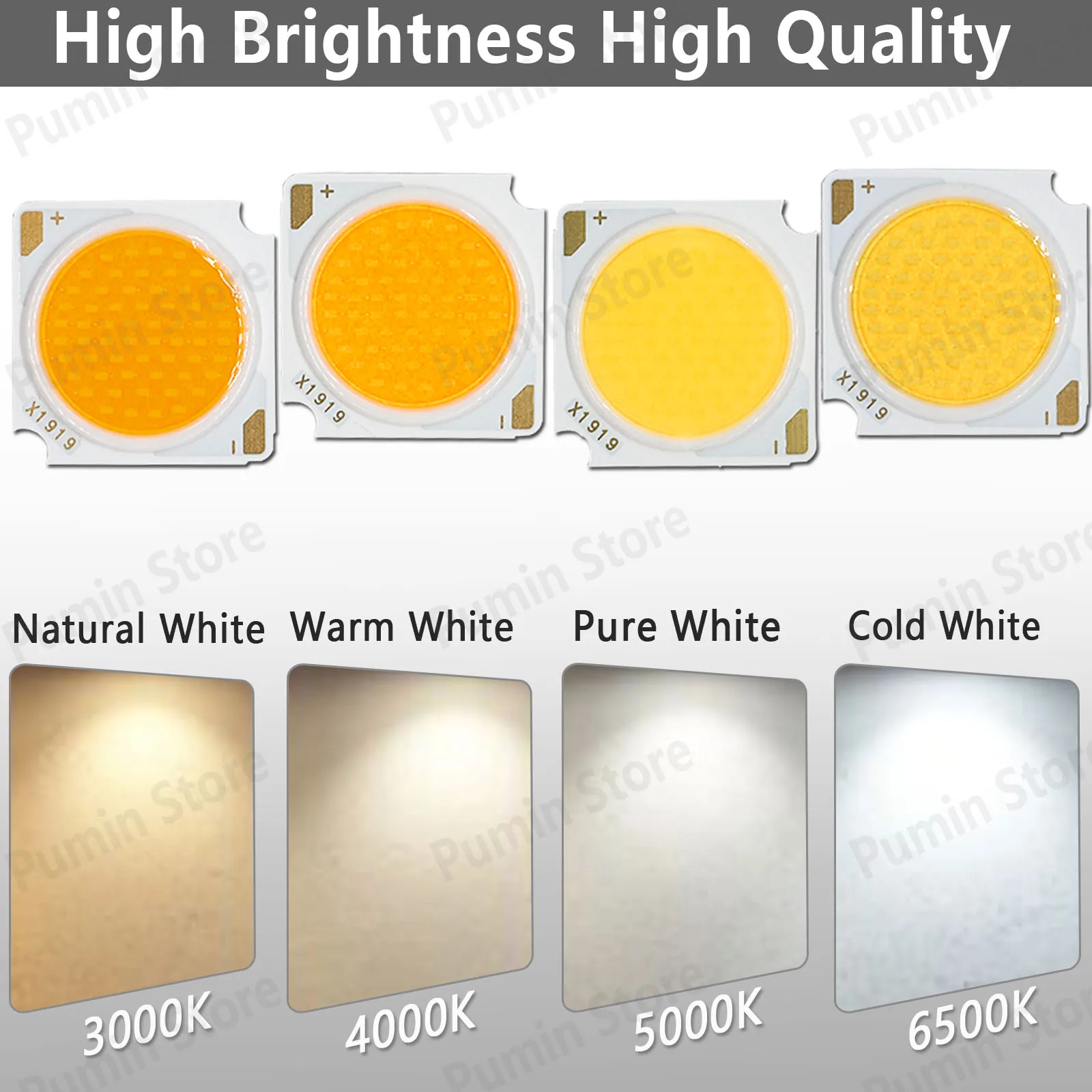 10 Uds 1919 cuenta LED de alta potencia 30V 50W 40W 30W 20W 10W luz cálida 3000K 4000K 5000K 6000K diodo de Chip LED para foco de bombilla LED - imagen 4