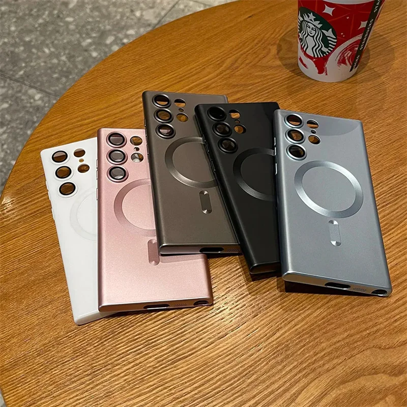 Funda de lujo mate para móvil, carcasa trasera magnética a prueba de golpes para Samsung S23, S22, S24 Ultra, S21 Fe Plus - imagen 2