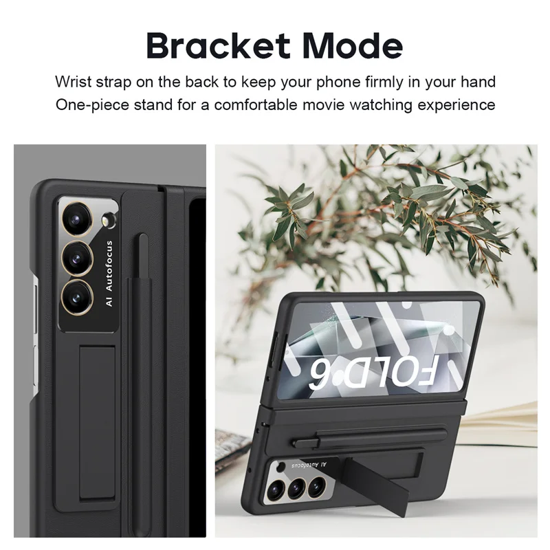 Funda de teléfono a prueba de golpes con soporte de cuero completamente protegido para Samsung Galaxy Z Fold 6 5 4 película templada de pantalla con ranura para bolígrafo táctil - imagen 4