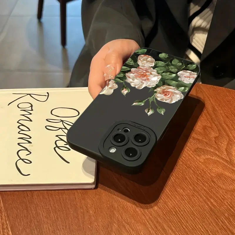 Funda de teléfono de silicona con flor rosa para Samsung Galaxy S23 S22 Ultra S21 Plus S20 FE A32 A52 A72 A13 A23 A33 A53 A73 A14 A34 - imagen 4