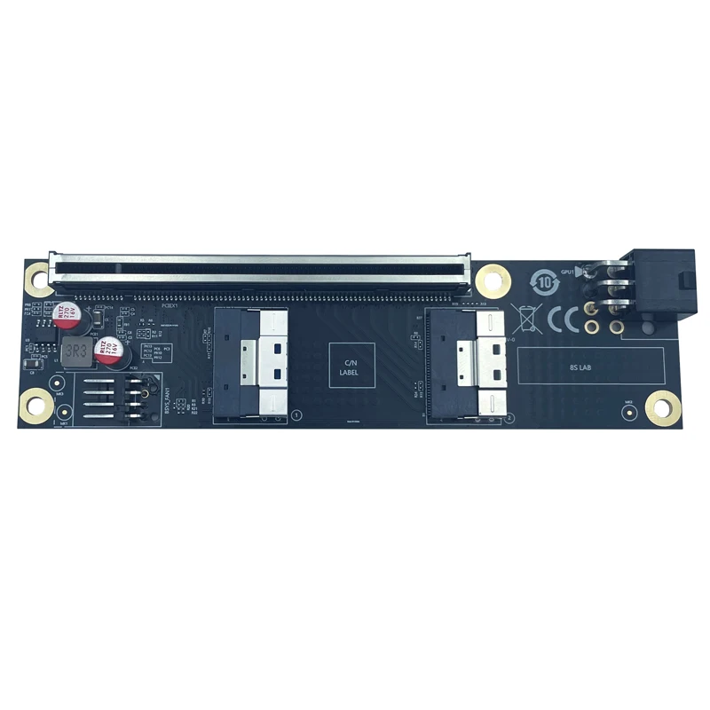 Placa elevadora extensora SFF-8654 a PCI Express X16, convertidor delgado SAS a PCIE 5,0 16X con fuente de alimentación de 6 pines para tarjeta gráfica GPU - imagen 4