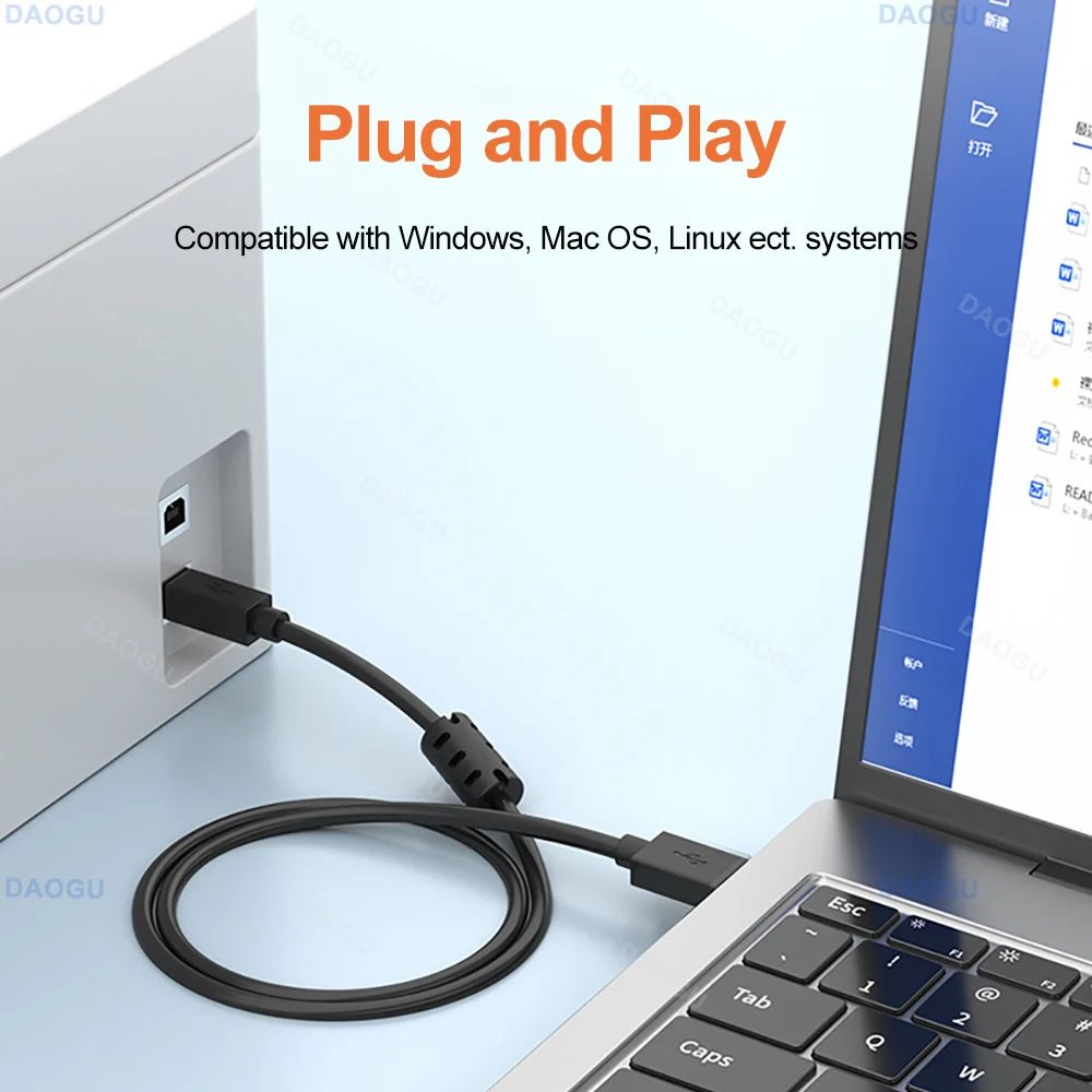 Cable de impresora USB 2,0 5m 3m 2m 1m 8m para HP Canon Brother Epson Dell Samsung impresora USB tipo A a B Cable de escáner de máquina de Fax - imagen 2