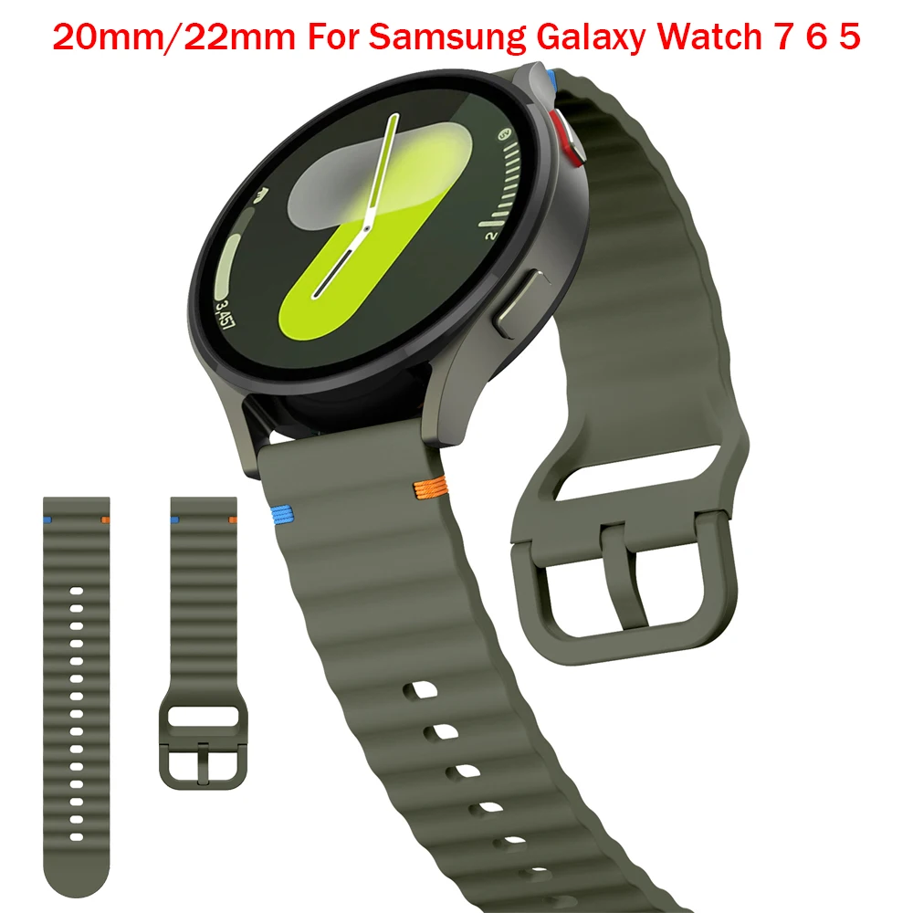 Reemplazar correa de 20mm 22mm para Samsung Galaxy Watch7 6 5 Pro 4 40/44mm reloj de pulsera 4 6 Classic Gear S3 correa deportiva de silicona