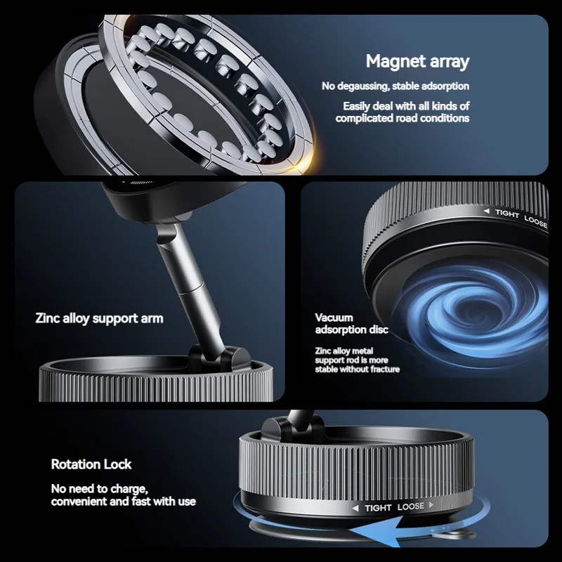 360 °   Soporte magnético para teléfono de coche con rotación al vacío, espejo Universal con ventosa, soporte para ducha de baño y gimnasio para IPhone, Xiaomi y Samsung - imagen 4