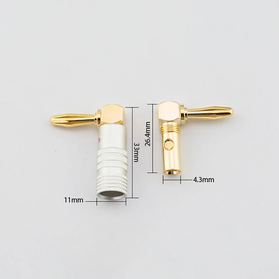 ◆ Conector de altavoz de Audio con conector Banana, enchufe de ángulo recto de 90 grados, conectores de Audio, adaptadores de terminales de altavoz chapados en oro - imagen 5