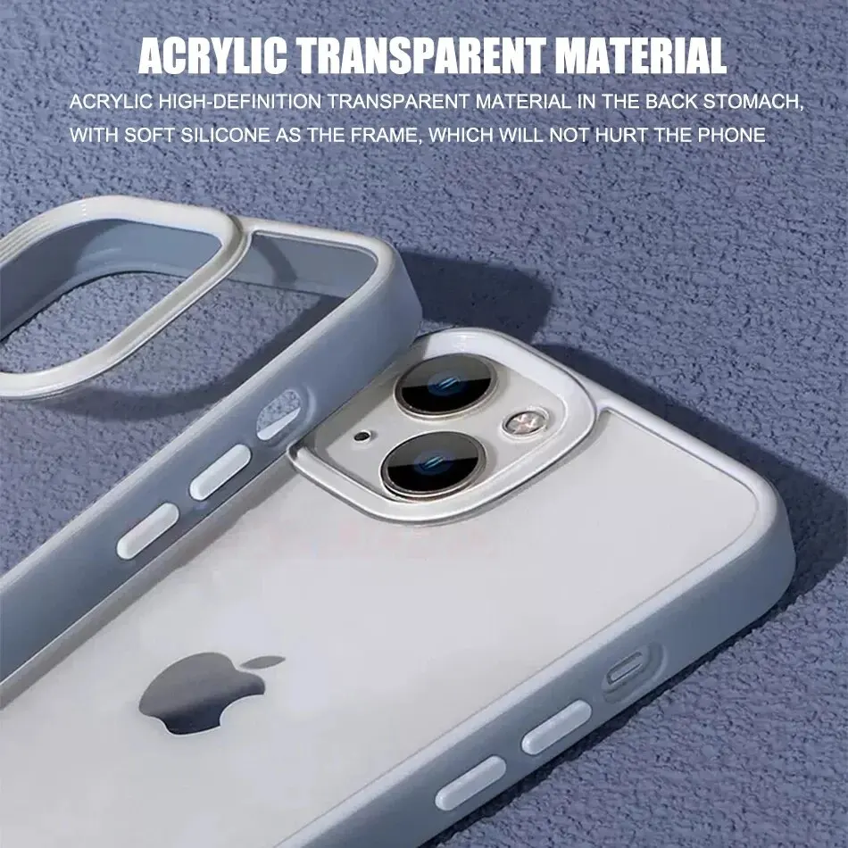 Funda transparente de lujo con marco de caramelo para Apple iPhone 15, 14, 13, 12, 11 Pro Max, parachoques a prueba de golpes, cubierta trasera transparente, accesorios para teléfono - imagen 3