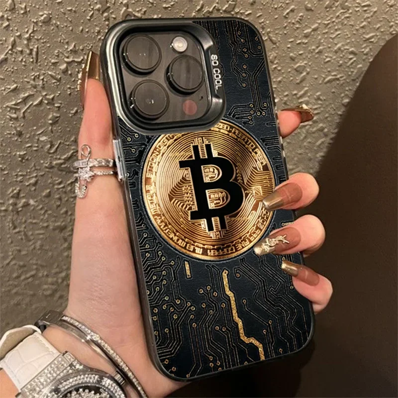 Funda de teléfono Bitcoin de lujo para Xiaomi Mi 14T 14 3 12T 13T Pro 11 Lite 5G NE POCO M6 F6 F5 X6 M6 electrochapa plateada IMD - imagen 2