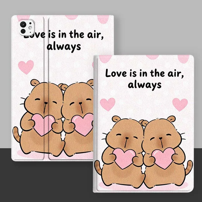Moda lindo capibara de dibujos animados para iPad Pro Mini 1 2 3 4 5 6 7 7ta generación 12,9 10,5 13 11 7,9 8,3 M4 pulgadas funda para tableta - imagen 3