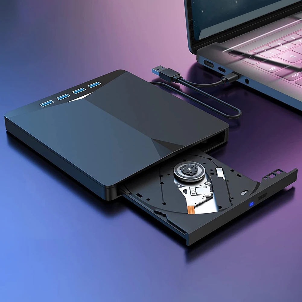 Unidad móvil externa USB 3,0 TypeC 7 en 1, grabador de CD y DVD, Plug-and-Play de alta velocidad para Windows 11/10/8/7/Linux/OS - imagen 5