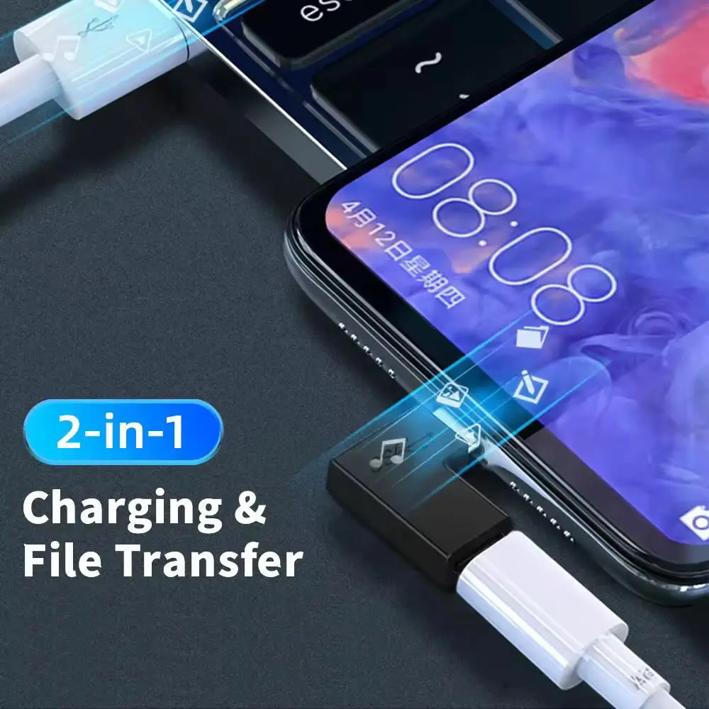 Adaptador Lightning a USB C macho hembra de 90 grados, convertidor de Cable Ios a tipo C para IPhone 15 14 13 Pro Max Xiaomi Samsung más - imagen 4