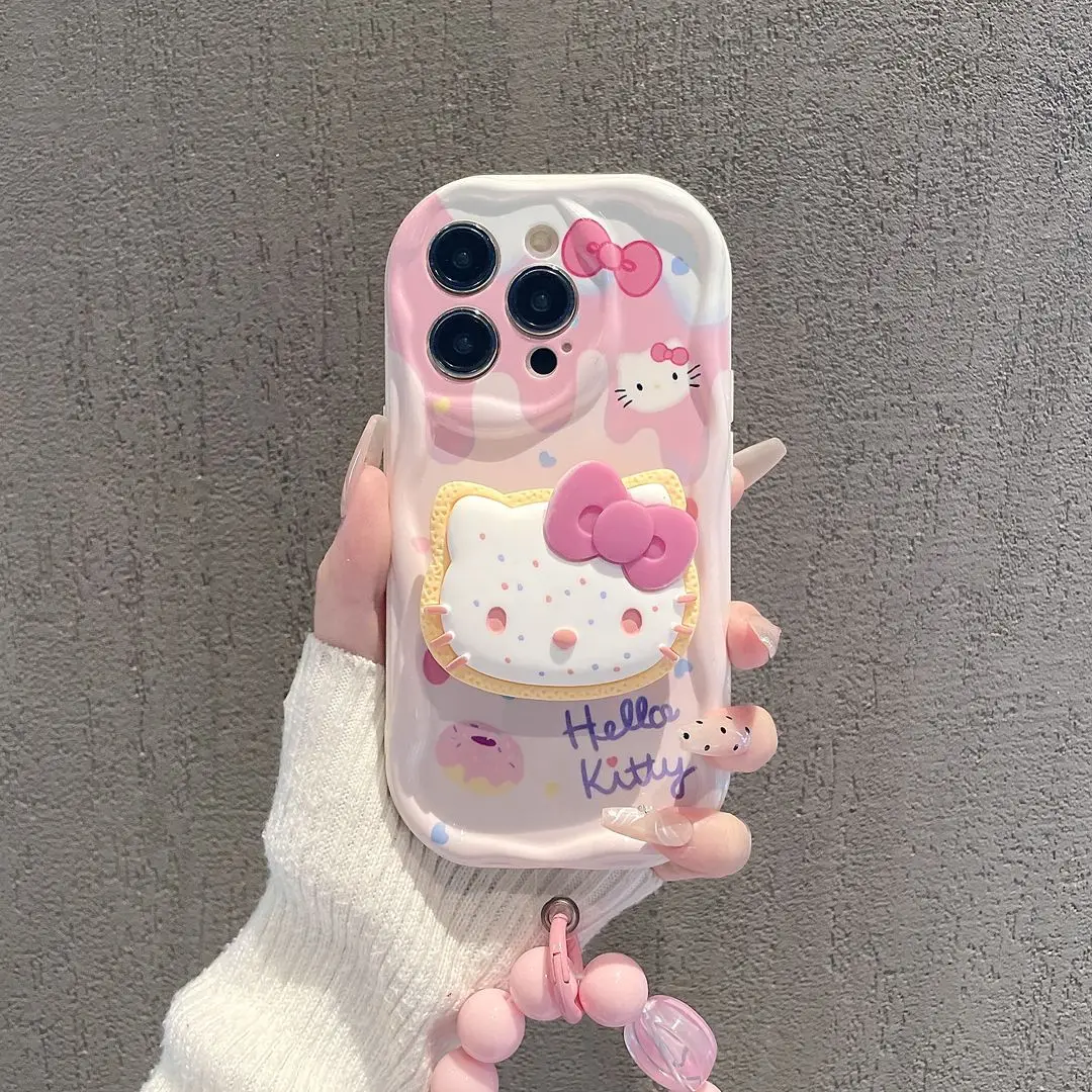 Funda 3D Rosa Hello Kitty Kuromi, carcasa con soporte y cadena para Samsung Galaxy M54, A25, A05S, A32, A72, A24, A51, A71, A50, A30 - imagen 3