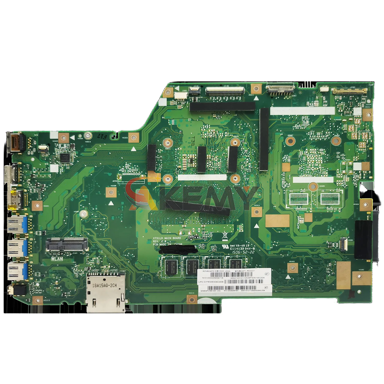 Placa base para ordenador portátil X751LA para ASUS X751L K751L A751L F751L X751LD X751LB X751LJ X751LK X751LN X751LDV placa base con CPU I3 I5 I7 - imagen 3