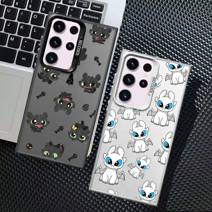 Funda de teléfono con bonito dragón de dibujos animados para Samsung Galaxy S24 FE Note 20 Ultra S25 S23 S25Plus S24Ultra S20 FE S21 S22 carcasa Ultra suave