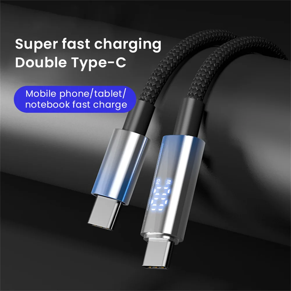 Cable de carga rápida tipo C a tipo C para Samsung, Huawei, Xiaomi, Macbook, iPad, pantalla Digital PD de 100W, 6A, 66W - imagen 2