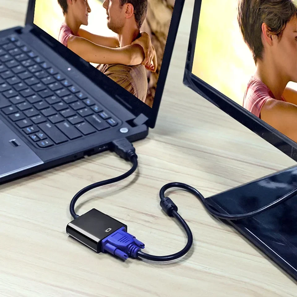 Adaptador HD 1080P compatible con HDMI a VGA, convertidor de Cable Digital analógico compatible con HDMI macho a hembra VGA para PC, portátil y tableta - imagen 3