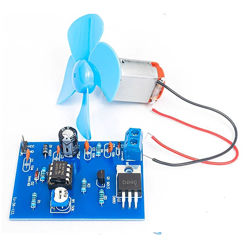DIY NE555 ventilador de Motor Kit de módulo de Control de velocidad de ancho de pulso con caja de batería Kit de proyecto electrónico de soldadura DC 4,5 V