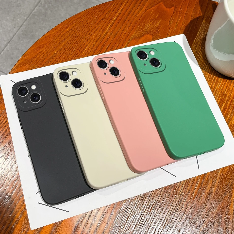 Funda lisa de silicona para iPhone, carcasa trasera suave y Original para modelos 15, 14, 13, 12, 11 Pro Max, X, XR, XS Max, 6, 7, 8 Plus