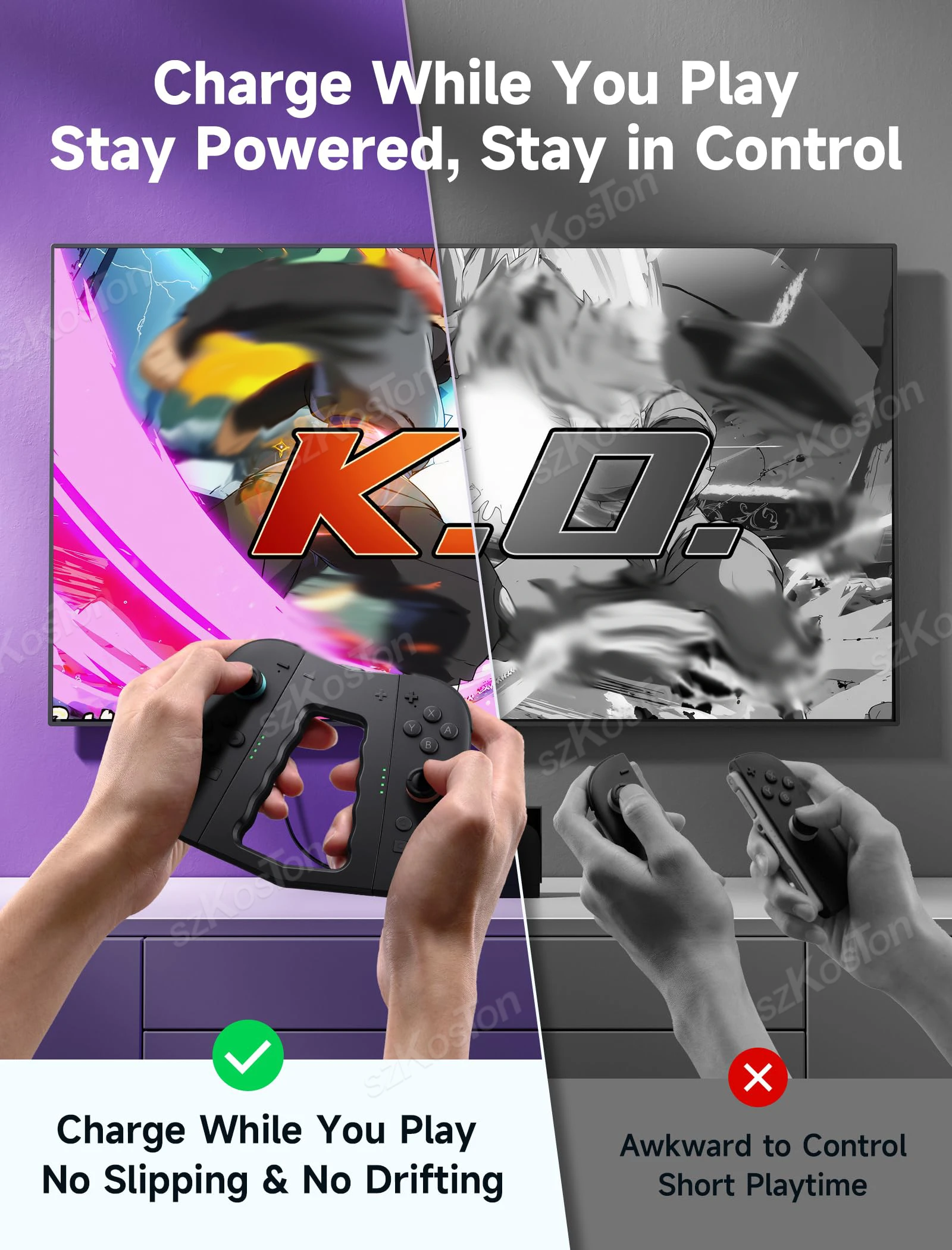 Empuñadura de carga magnética Compatible con Switch 2 JoyCon, mango de cargador ergonómico para controlador Switch2, accesorios de juegos - imagen 4