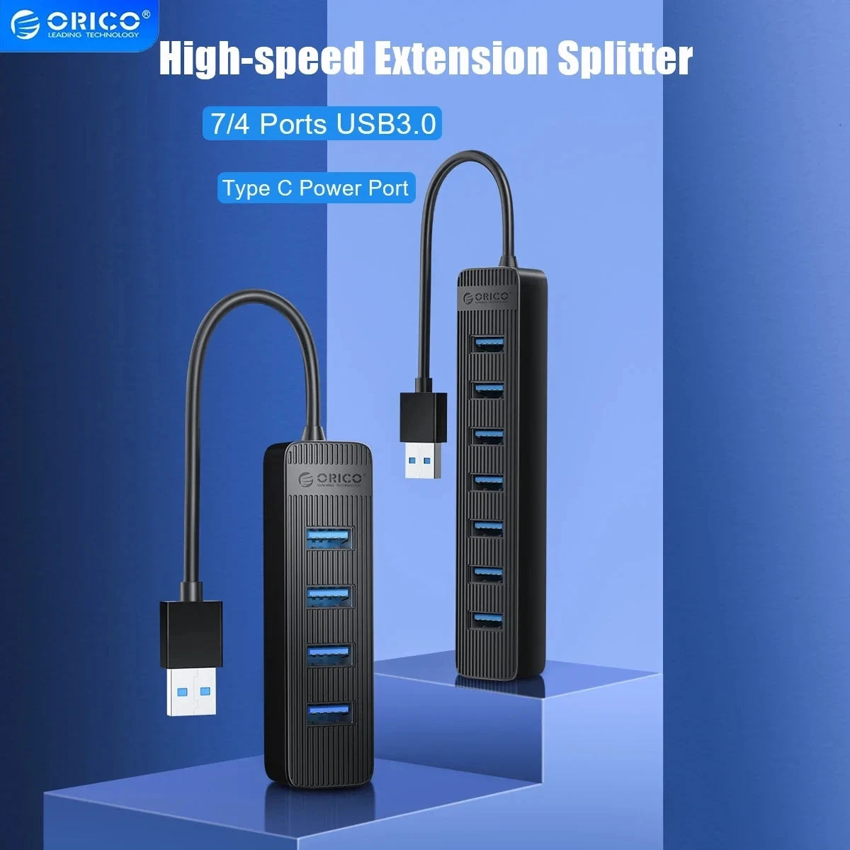 ORICO-HUB USB 3,0 con fuente de alimentación tipo C, Puerto 4/7, divisor USB 3,0, adaptador OTG, estación de acoplamiento para accesorios de ordenador - imagen 2