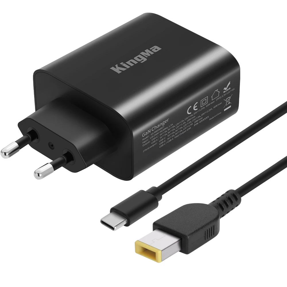 KingMa-cargador de ordenador portátil GAN, cable de alimentación de adaptador de CA, 65W, para Lenovo Thinkpad T540P, X270, X250, X240, ADLX65NLC2A, ADLX65NCC3A, ADLX65NCC2A