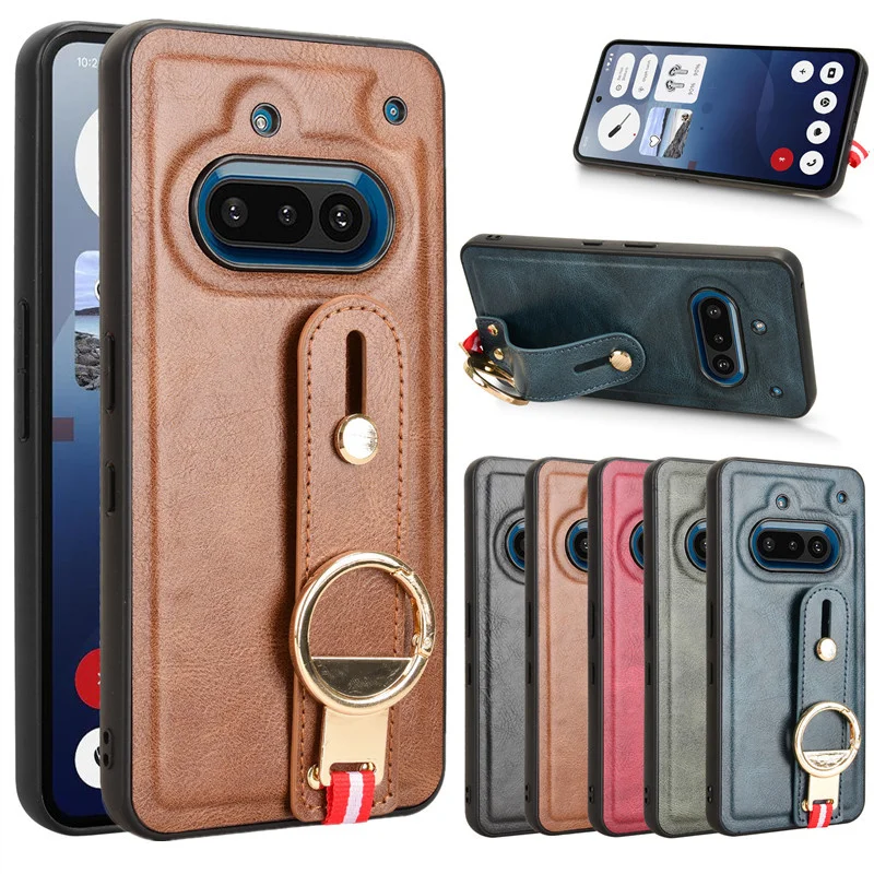 Funda de cuero con pulsera de lujo para Nothing Phone 3a NothingPhone 3A Pro con abridor de anillo Coque Fundas Capa
