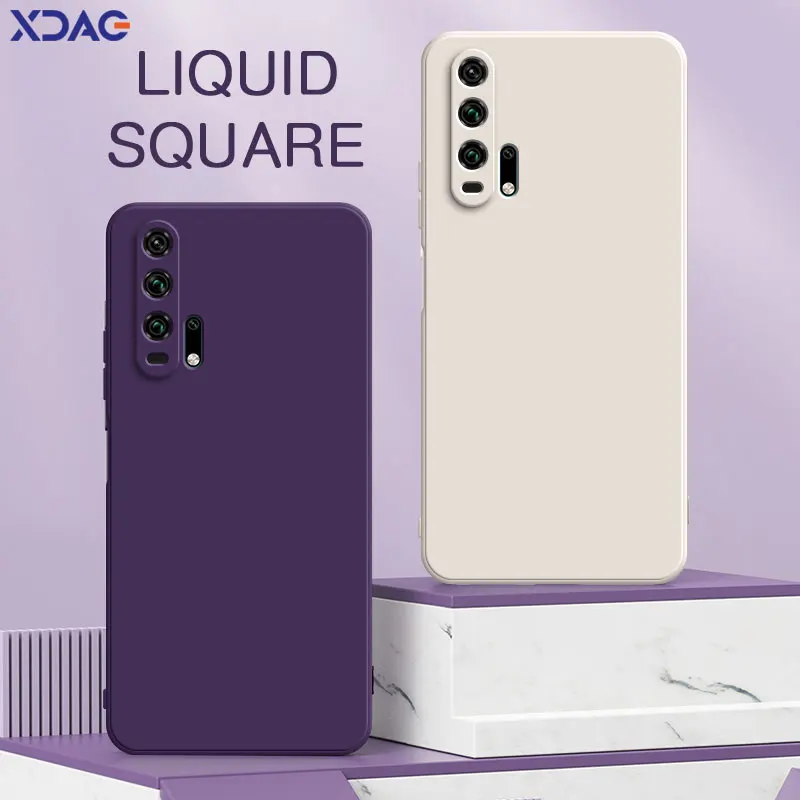 Funda de teléfono líquida cuadrada Original para Honor 10, 20, 10i, 20i, 20E, 20S Pro Lite, funda protectora de silicona suave 360, bolsa de Honor 20 - imagen 2
