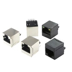 Conector RJ45 Vertical de Red con Luz LED y Blindaje – Ángulo 180°