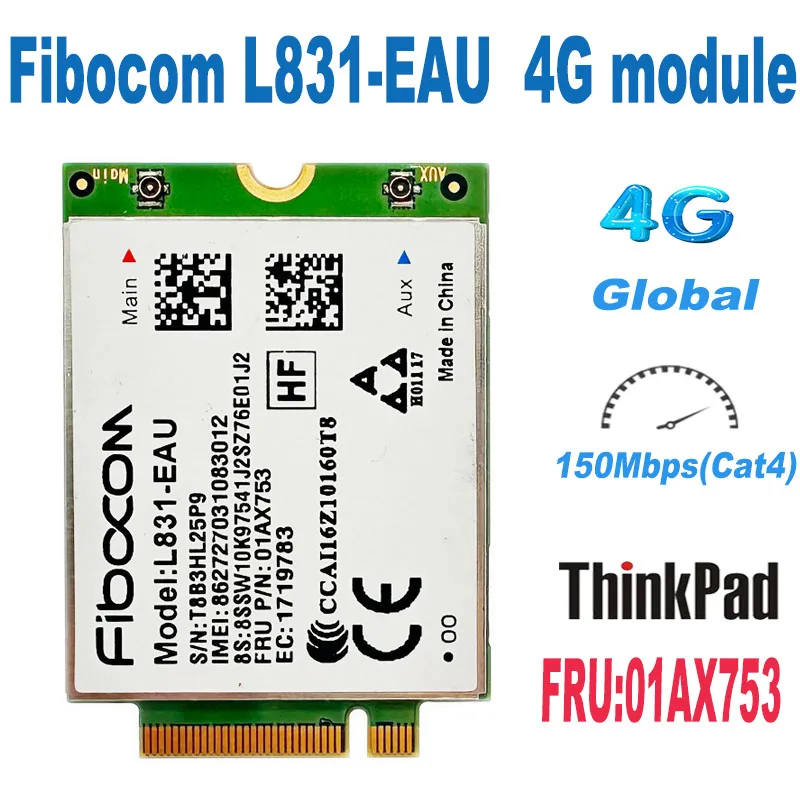 WDXUN forXMM7161 Cat4 WWAN L831-EAU 4G LTE módulo para Thinkpad X270 T470 L470 L570 T570 P51S MIIX-510-12IKB FRU 01AX743 01AX753