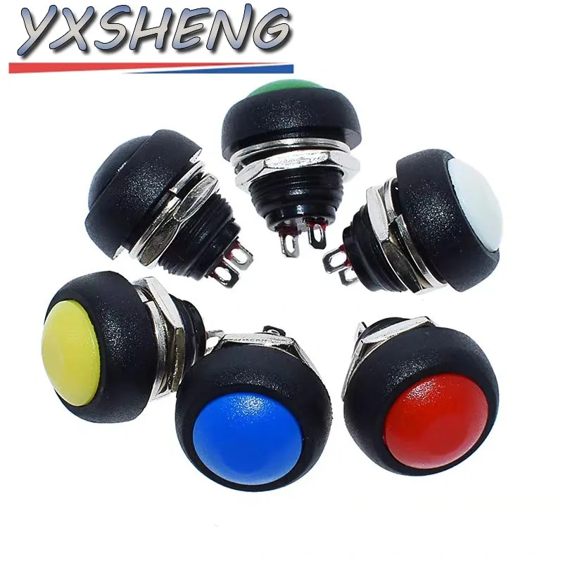 6 uds PBS-33B Mini interruptor de 2 pines 12mm 12V 1A interruptor de botón momentáneo impermeable desde el reinicio sin bloqueo - imagen 4